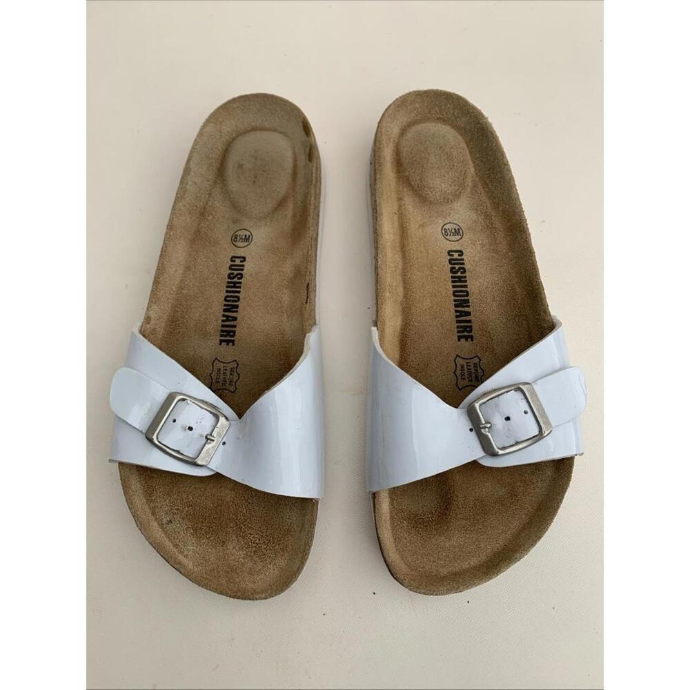CUSHIONAIRE Women's Madrid Sandals Flats in white, size 8.5 Women’s